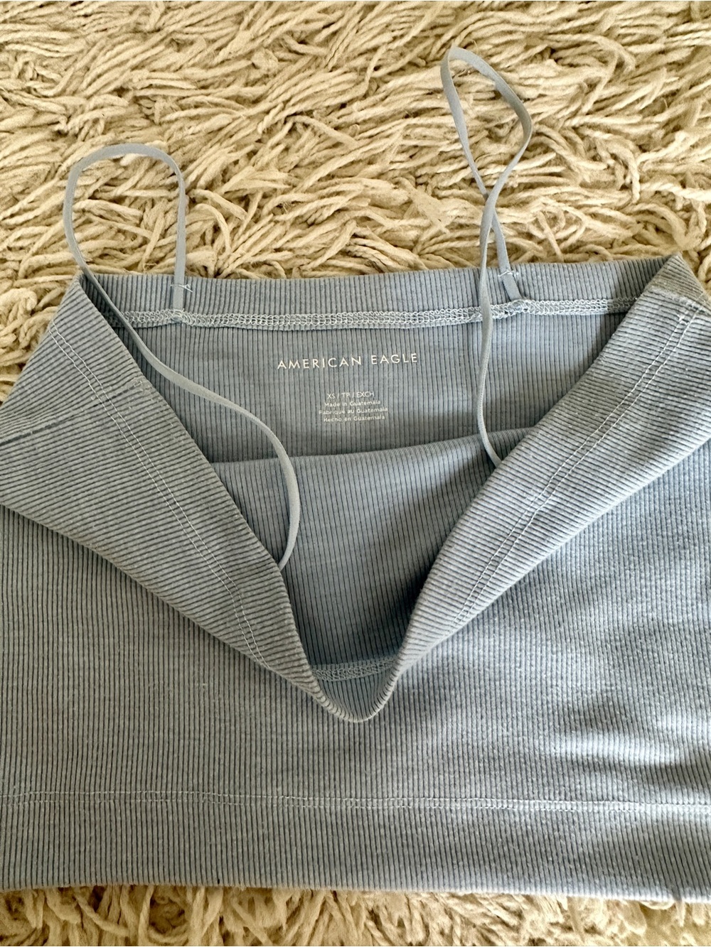 American Eagle Outfitters Light Blue Ribbed Tank Top